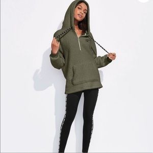 PINK Victoria’s Secret Olive Green Sherpa Hoodie